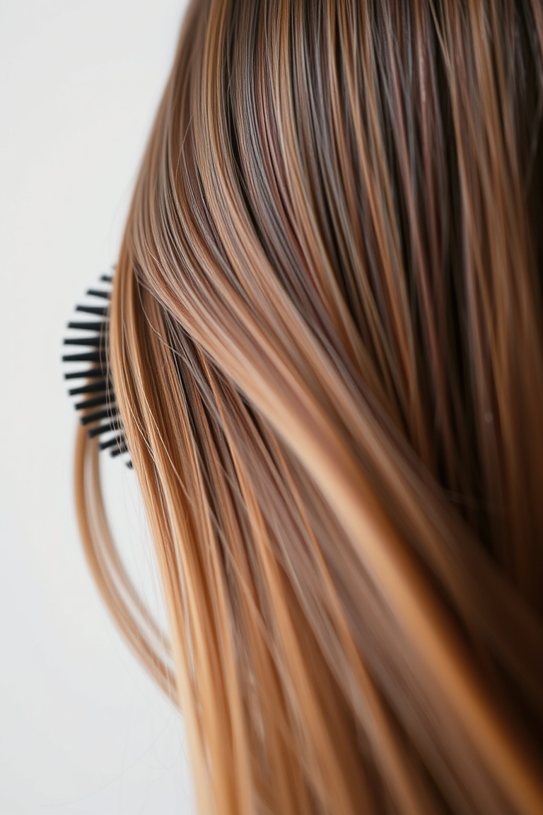 Using a hot brush to smooth out wavy hair