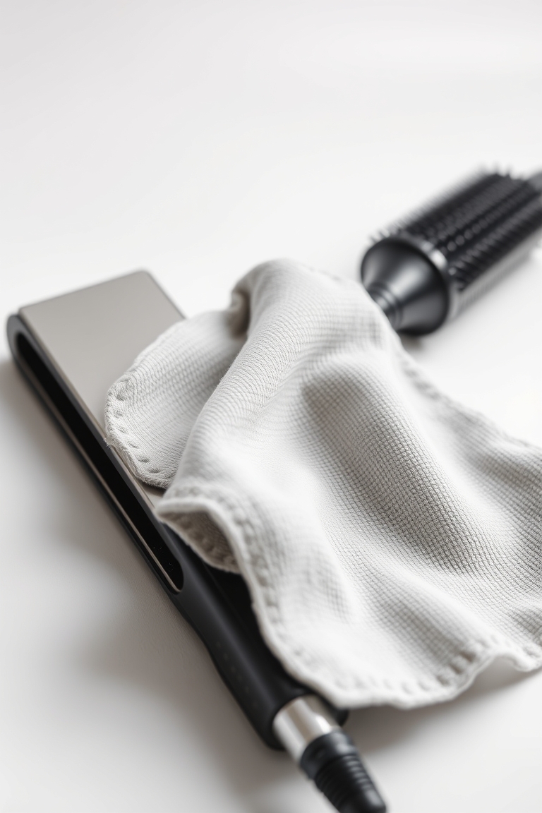 Clean hair straightener maintenance step