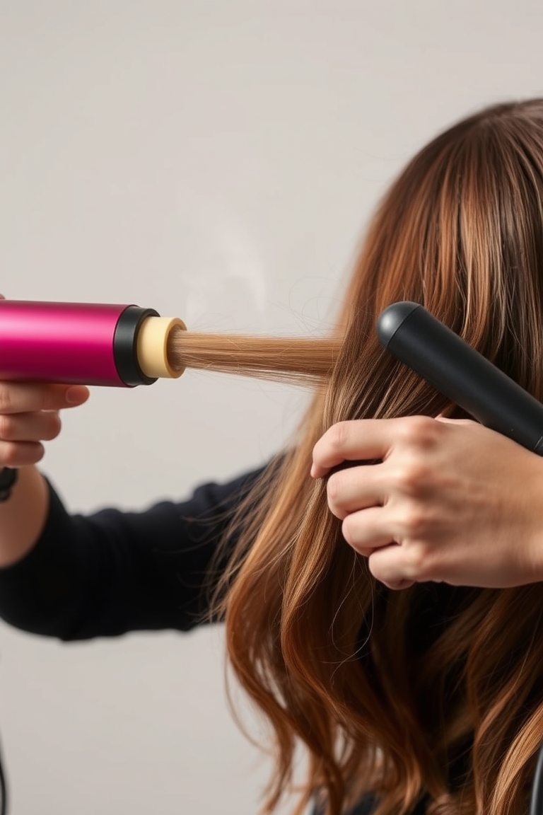 heat protectant for flat iron application step