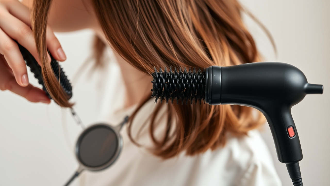 Glossy straight hair after flat iron finish