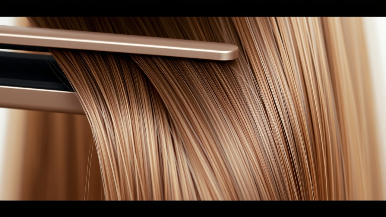 frizz after straightening visible on a strand of hair