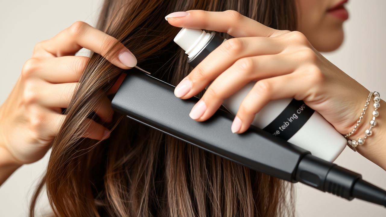 Safe straightening step with heat protectant spray